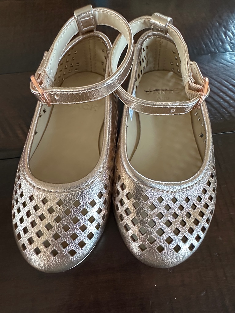 Janie And Jack Rose Gold Cutout Mary Jane Shoes